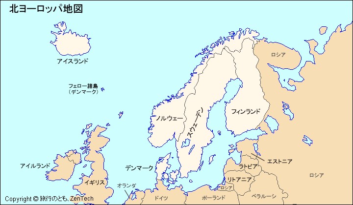 北欧４か国の地図